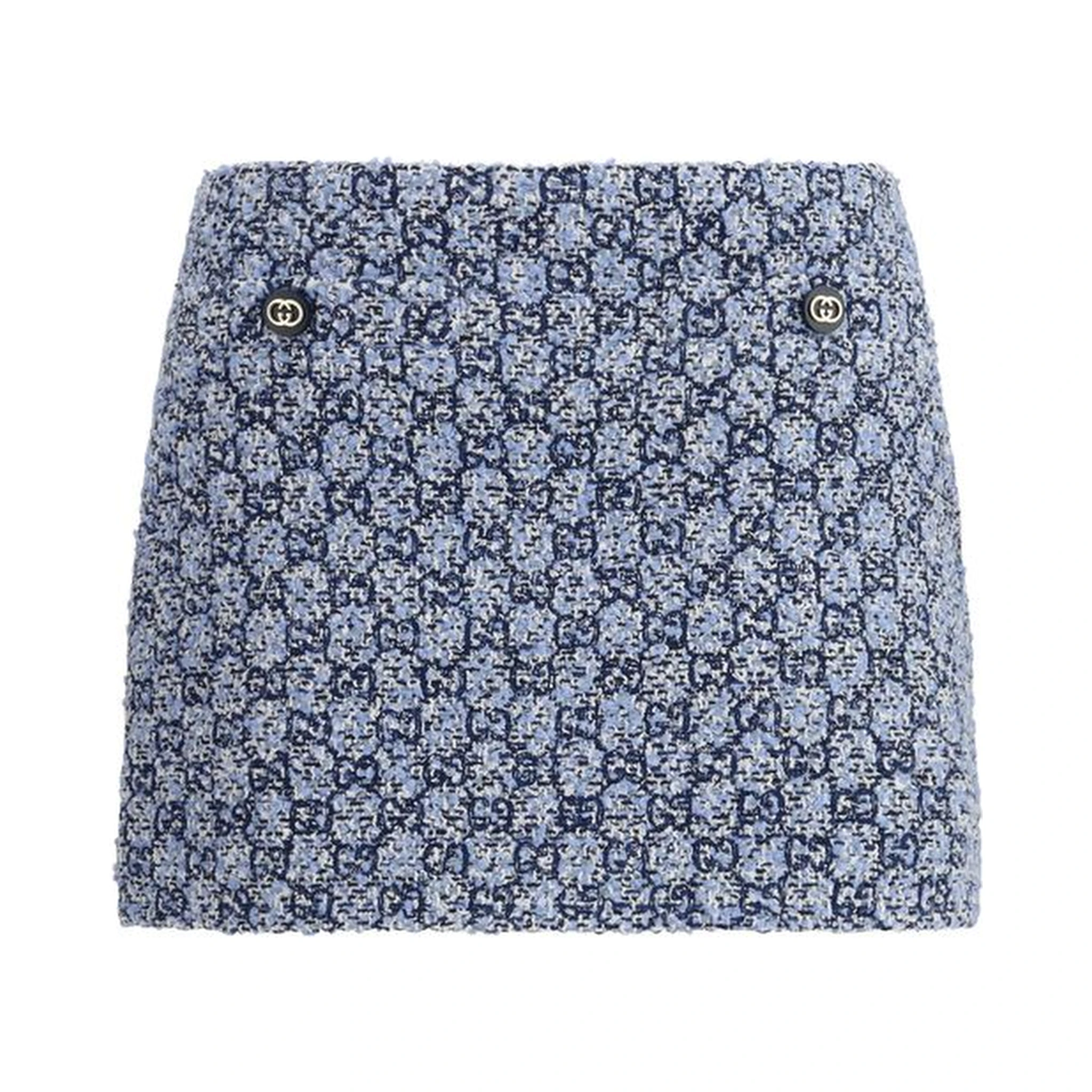 Blue Cotton Mini Skirt