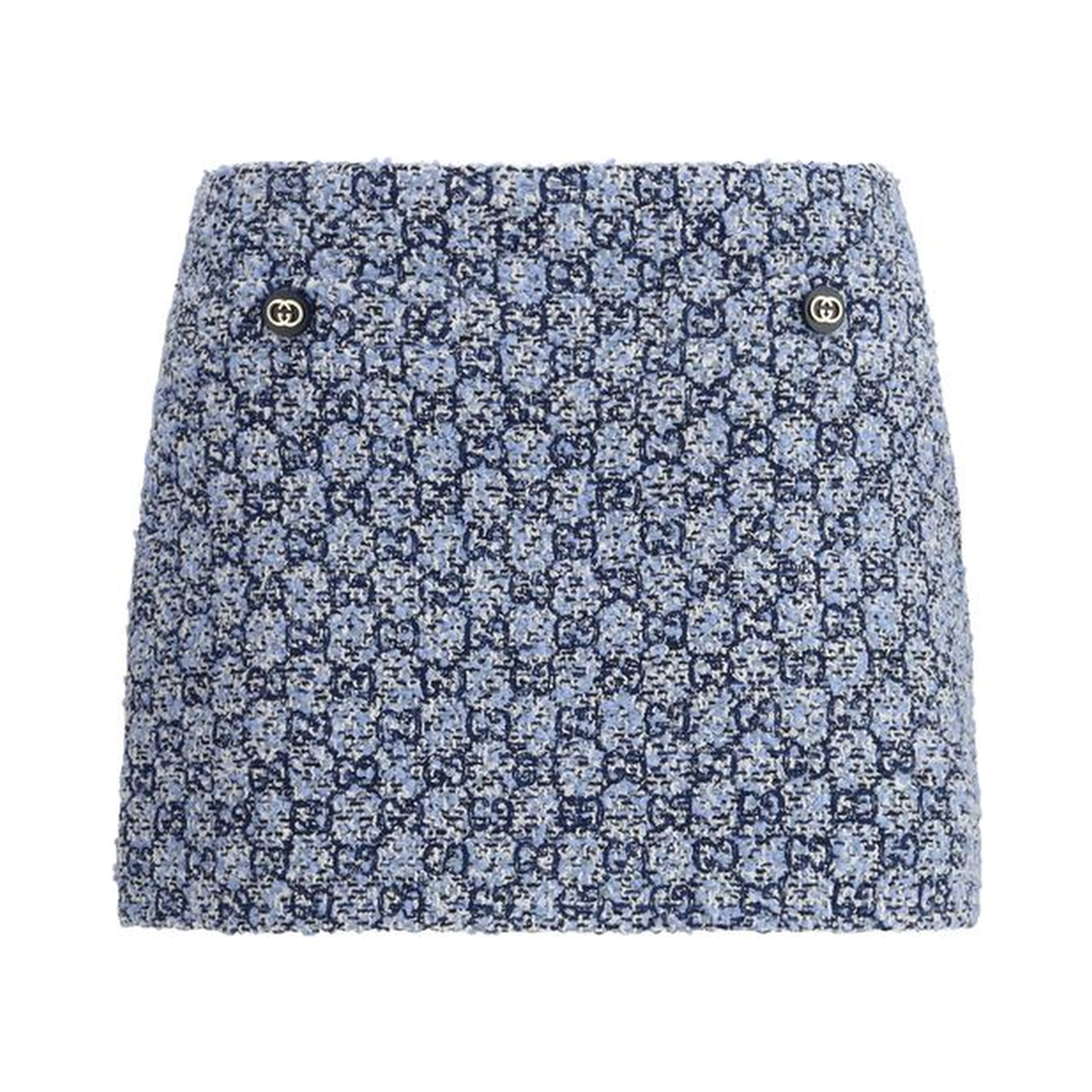 Blue Cotton Mini Skirt