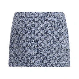 Blue Cotton Mini Skirt