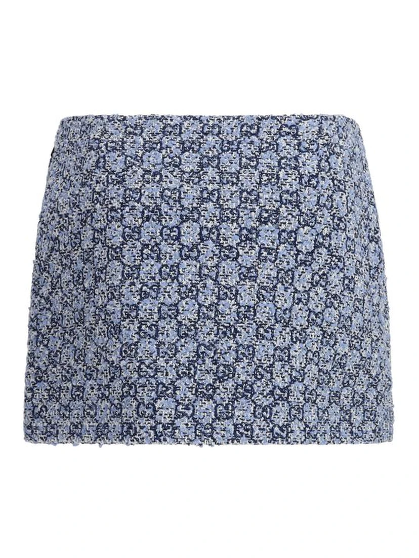 Blue Cotton Mini Skirt