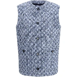 Blue Cotton Sleveless Jacket