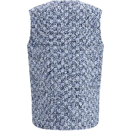 Blue Cotton Sleveless Jacket