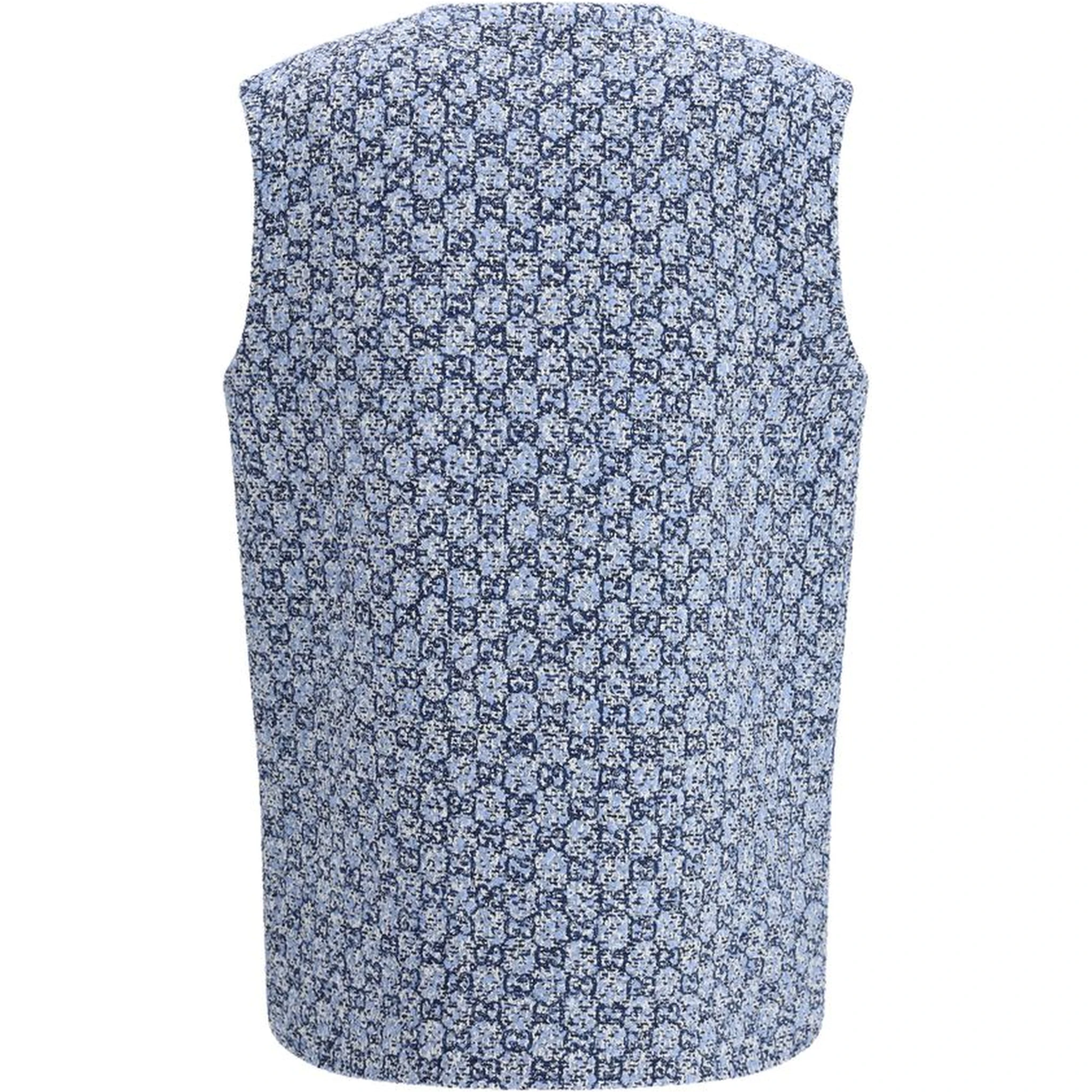 Blue Cotton Sleveless Jacket