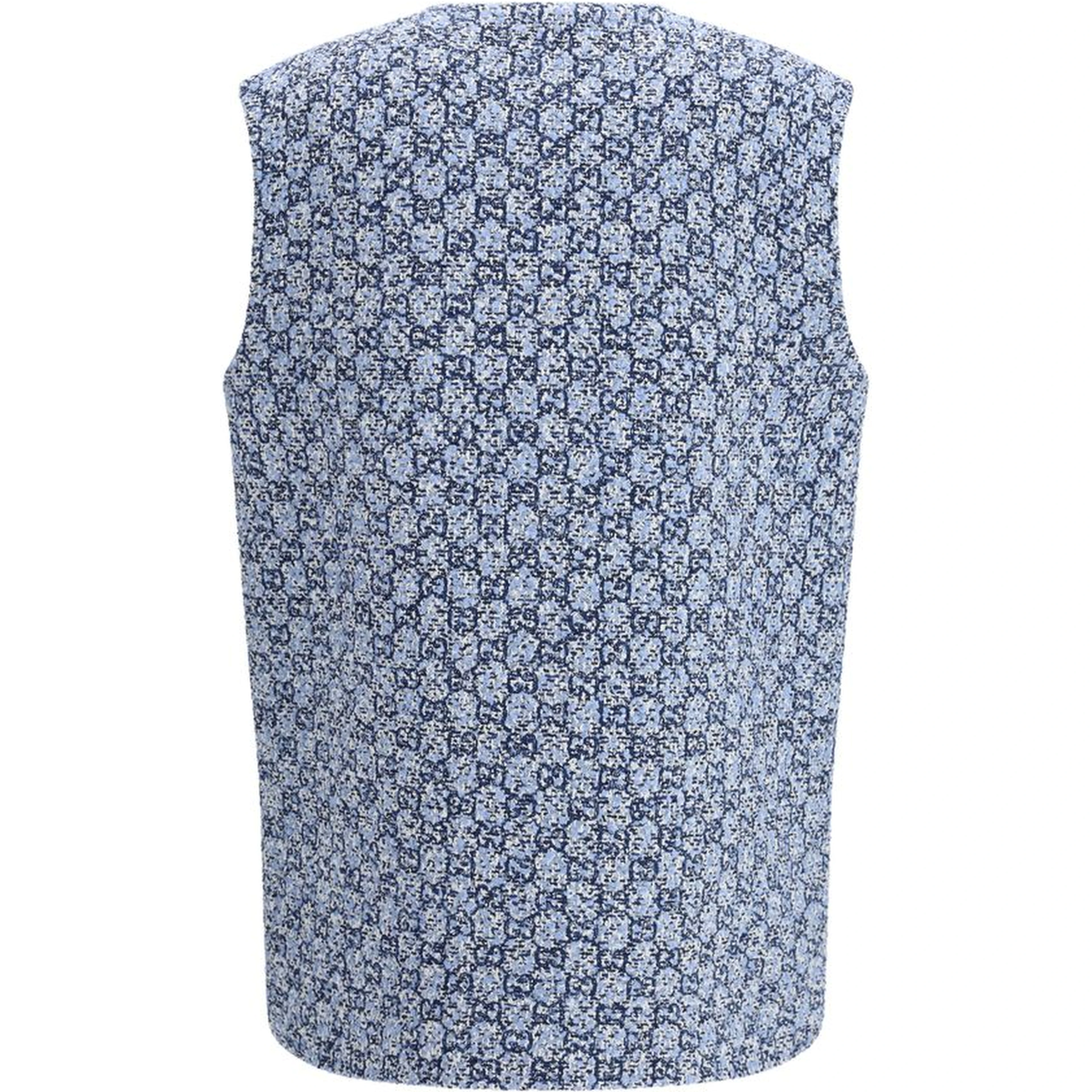 Blue Cotton Sleveless Jacket