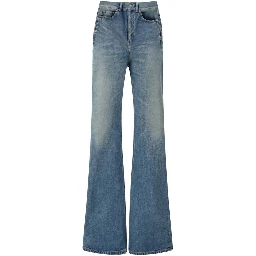 Blue Cotton Flared Jeans