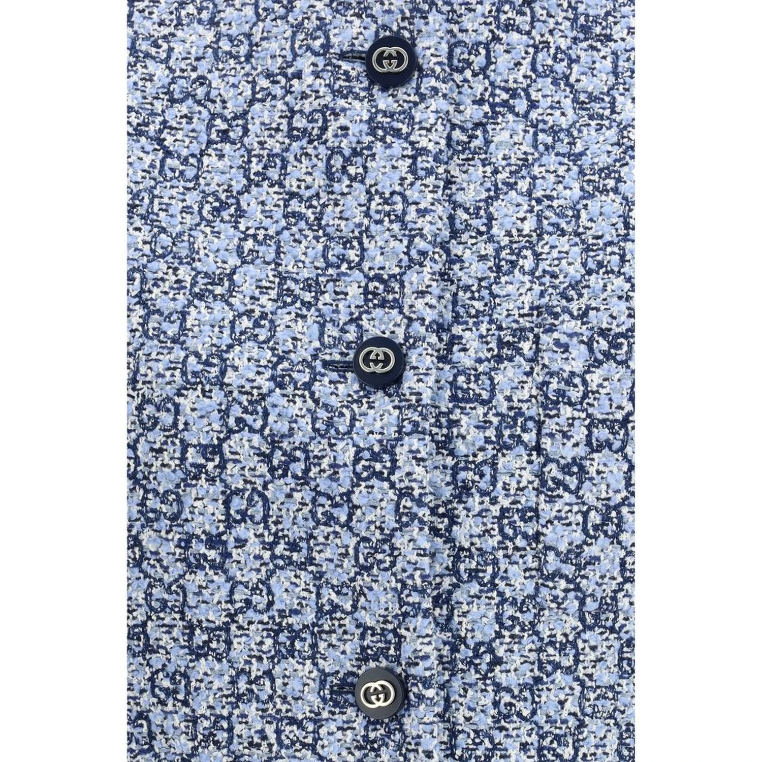 Blue Cotton Sleveless Jacket