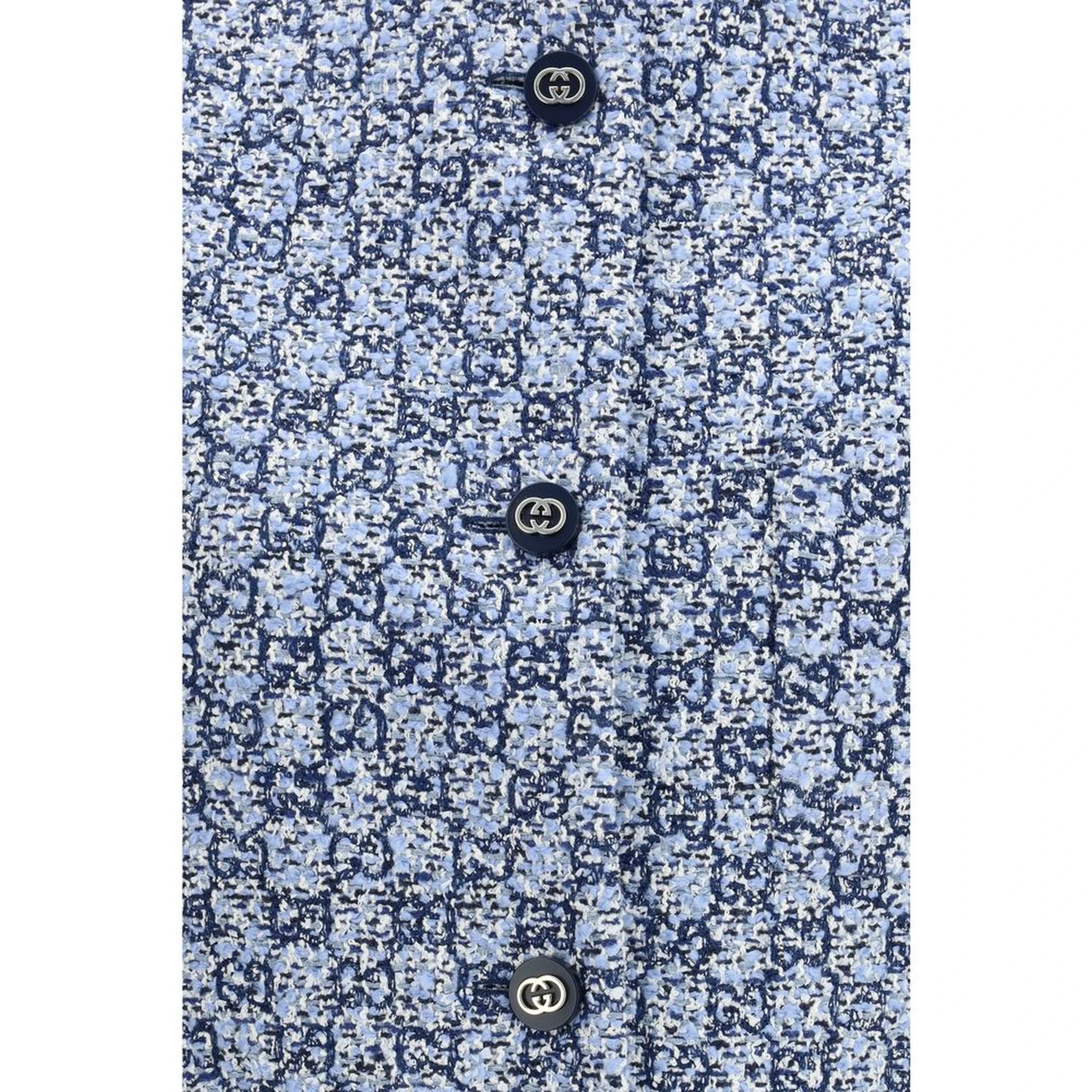 Blue Cotton Sleveless Jacket