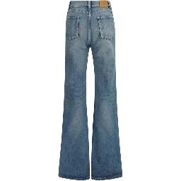 Blue Cotton Flared Jeans