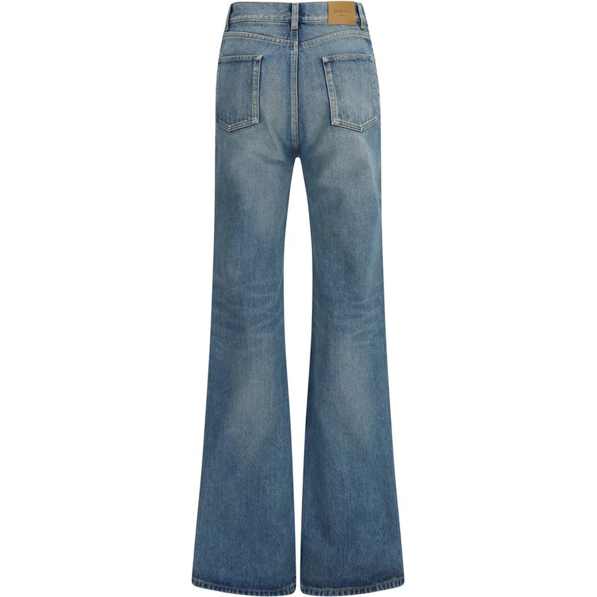 Blue Cotton Flared Jeans