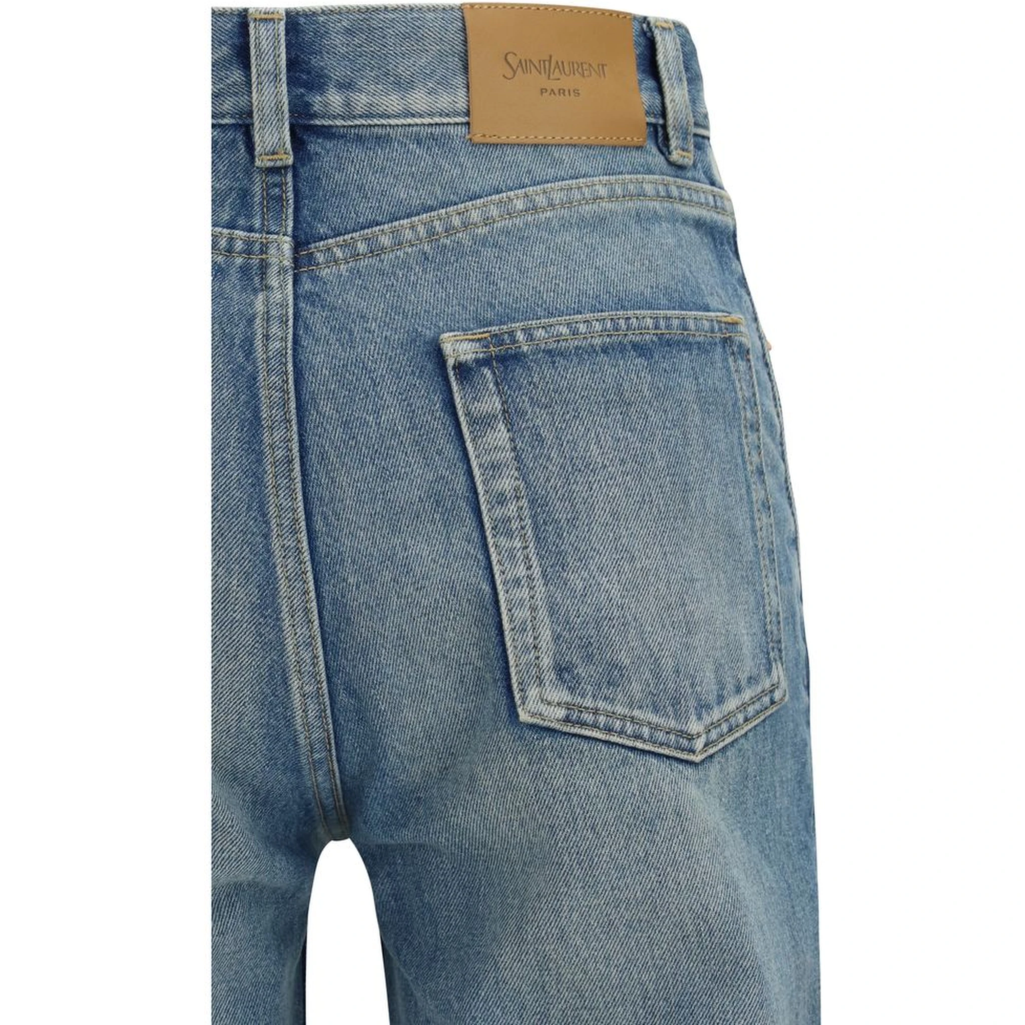 Blue Cotton Flared Jeans