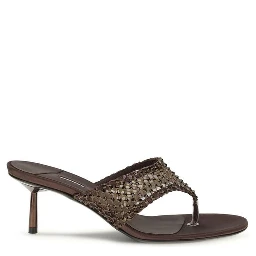 Brown Goatskin Stiletto Heel Sandals