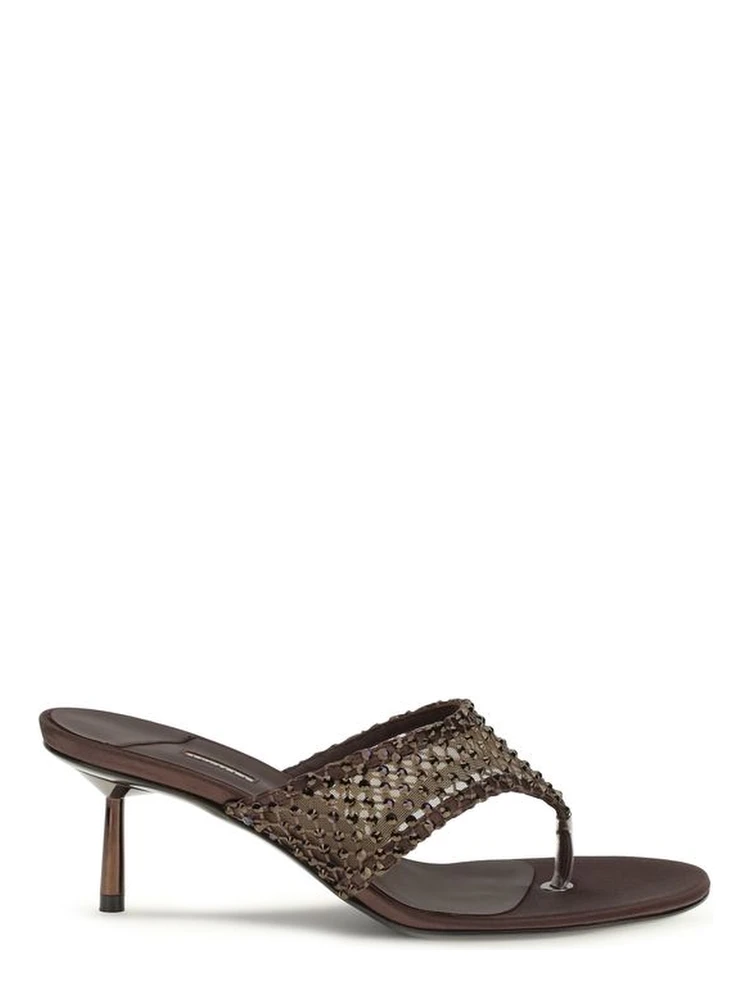 Brown Goatskin Stiletto Heel Sandals
