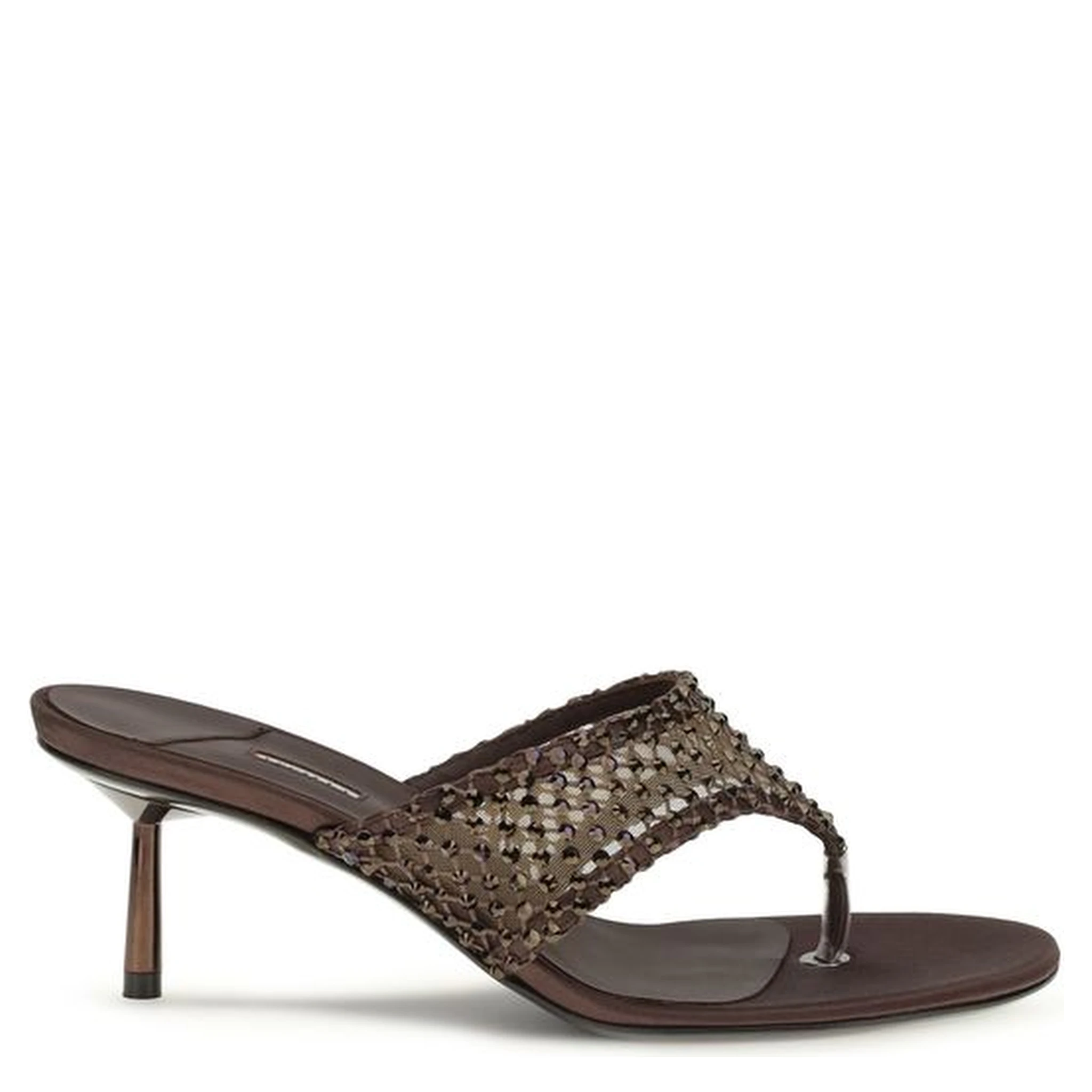 Brown Goatskin Stiletto Heel Sandals