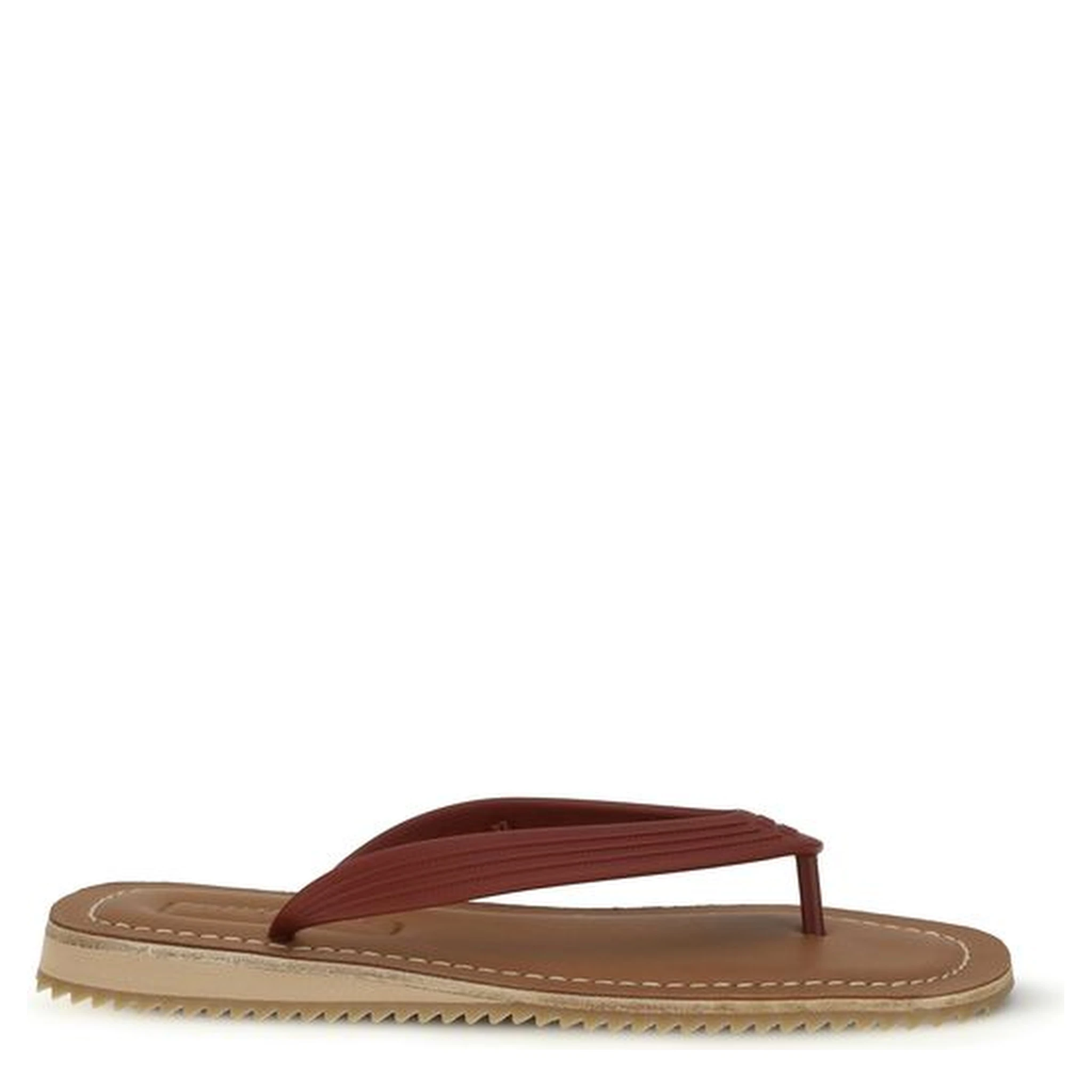 Beige Calf Leather Bos Taurus Flip-Flop Sandals