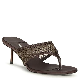Brown Goatskin Stiletto Heel Sandals