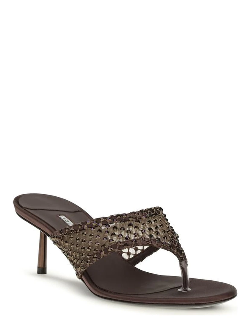 Brown Goatskin Stiletto Heel Sandals