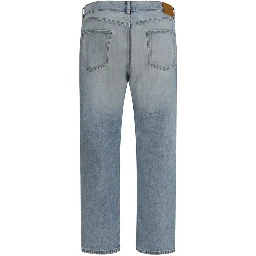 Blue Cotton Straight-Leg Jeans