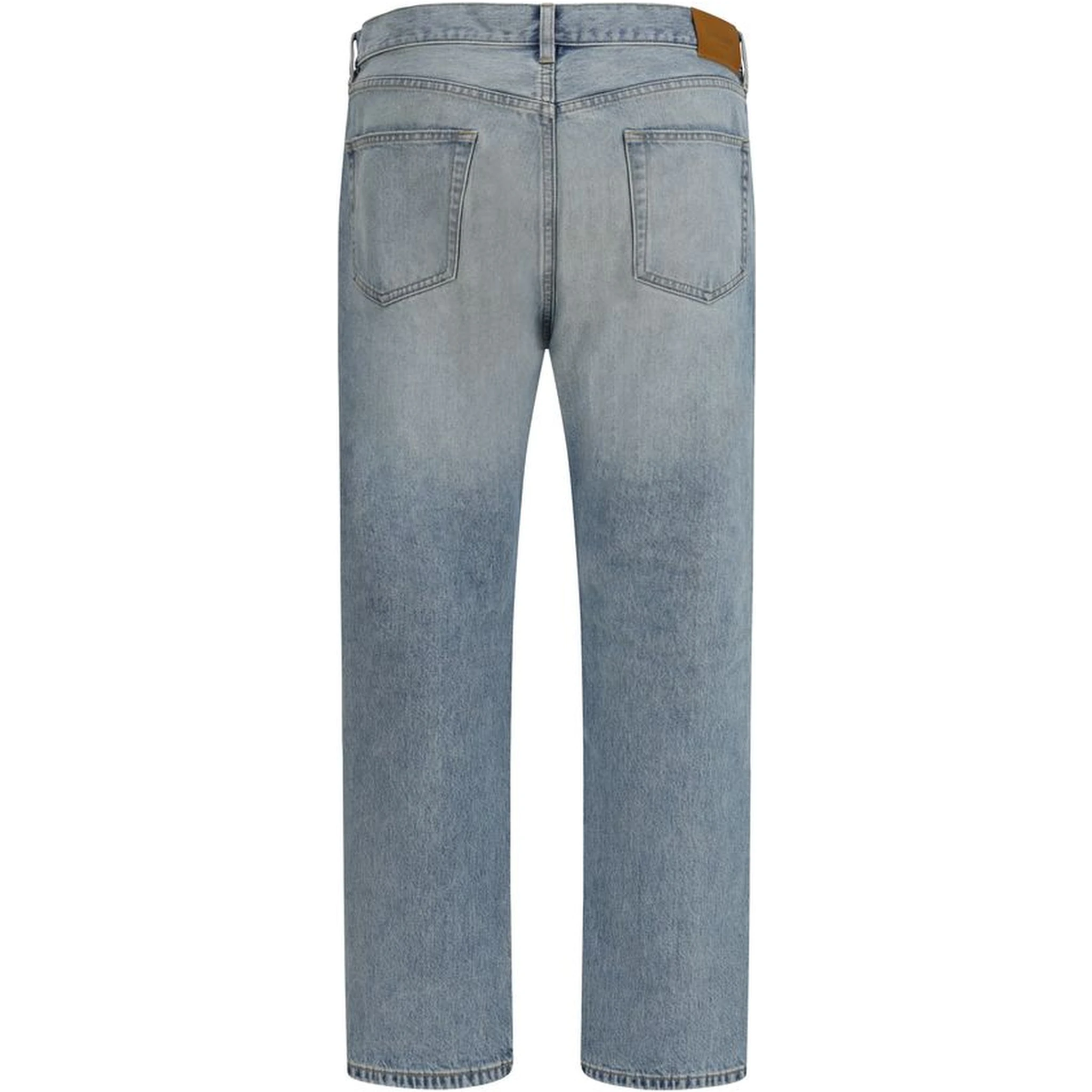 Blue Cotton Straight-Leg Jeans