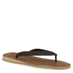 Brown Calf Leather Bos Taurus Flip-Flop Sandals