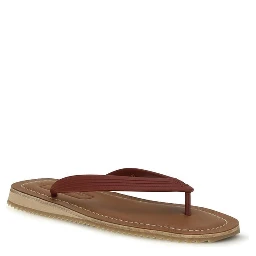 Beige Calf Leather Bos Taurus Flip-Flop Sandals