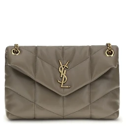 Gray Lamb Leather Shoulder Bag