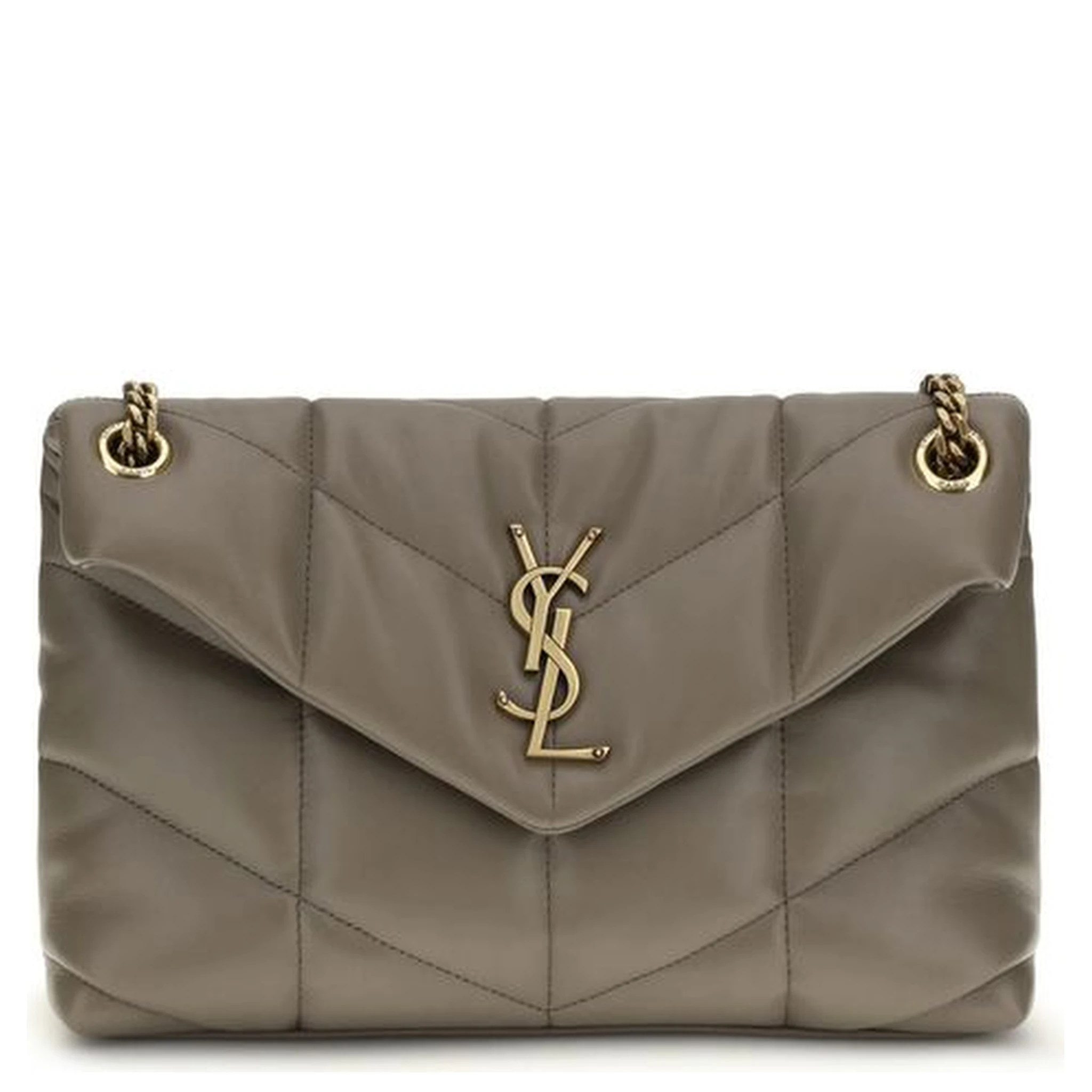 Gray Lamb Leather Shoulder Bag