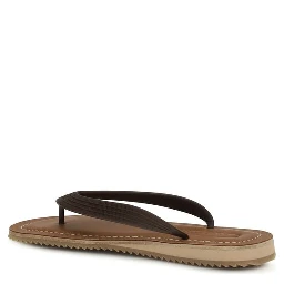 Brown Calf Leather Bos Taurus Flip-Flop Sandals