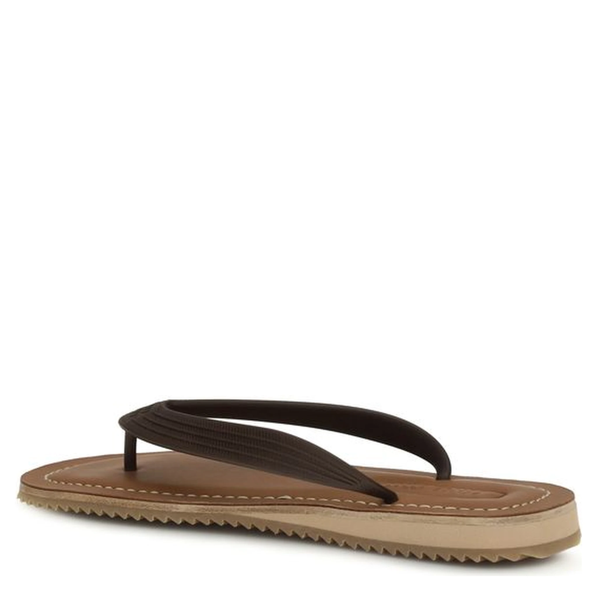 Brown Calf Leather Bos Taurus Flip-Flop Sandals