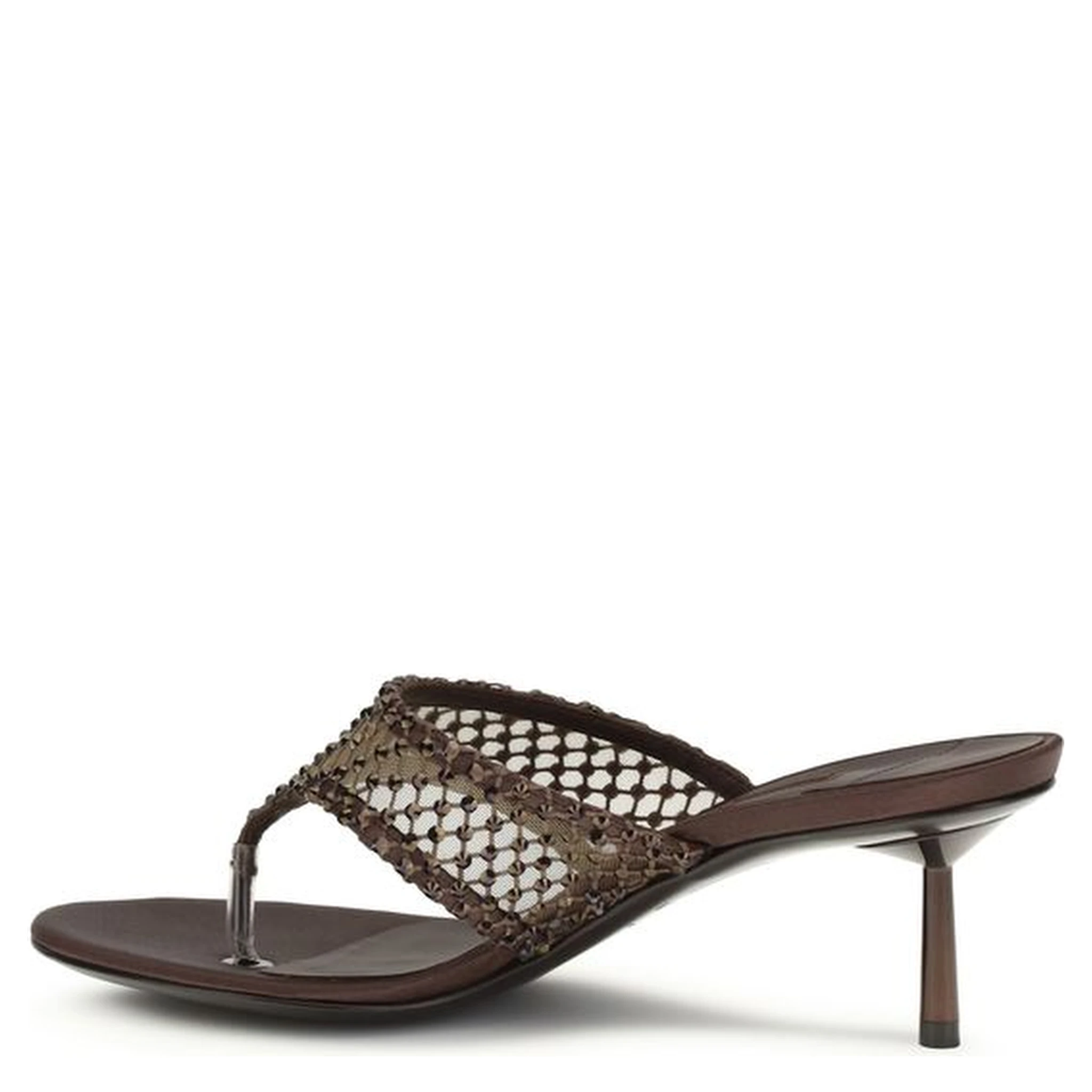 Brown Goatskin Stiletto Heel Sandals