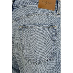 Blue Cotton Straight-Leg Jeans