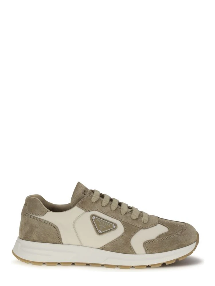 Beige Calf Leather Bos Taurus Athletic Sneakers