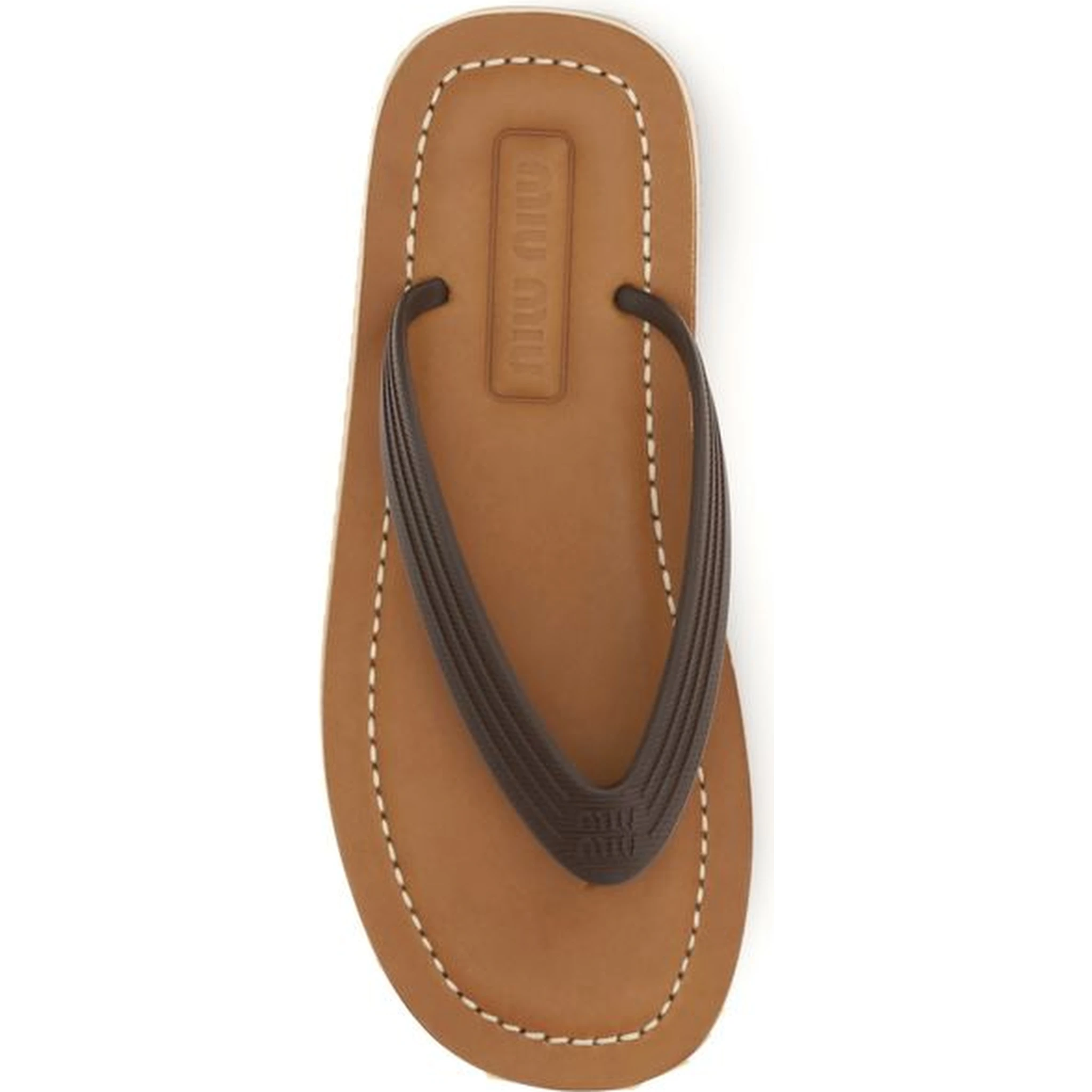 Brown Calf Leather Bos Taurus Flip-Flop Sandals