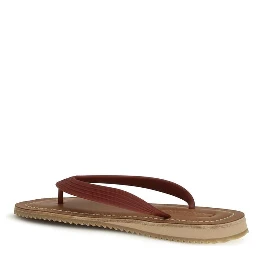 Beige Calf Leather Bos Taurus Flip-Flop Sandals