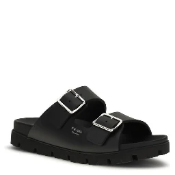 Black Calf Leather Bos Taurus Sandals