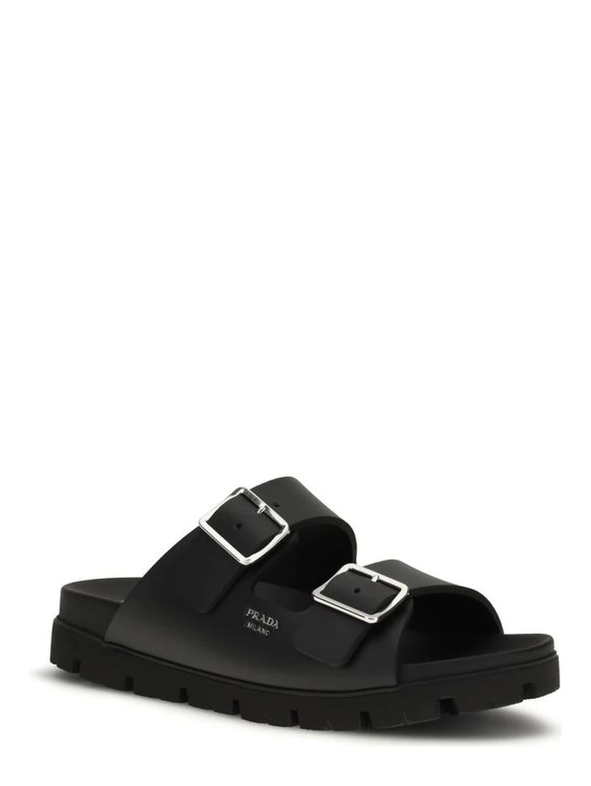 Black Calf Leather Bos Taurus Sandals