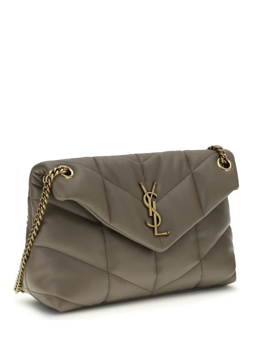 Gray Lamb Leather Shoulder Bag