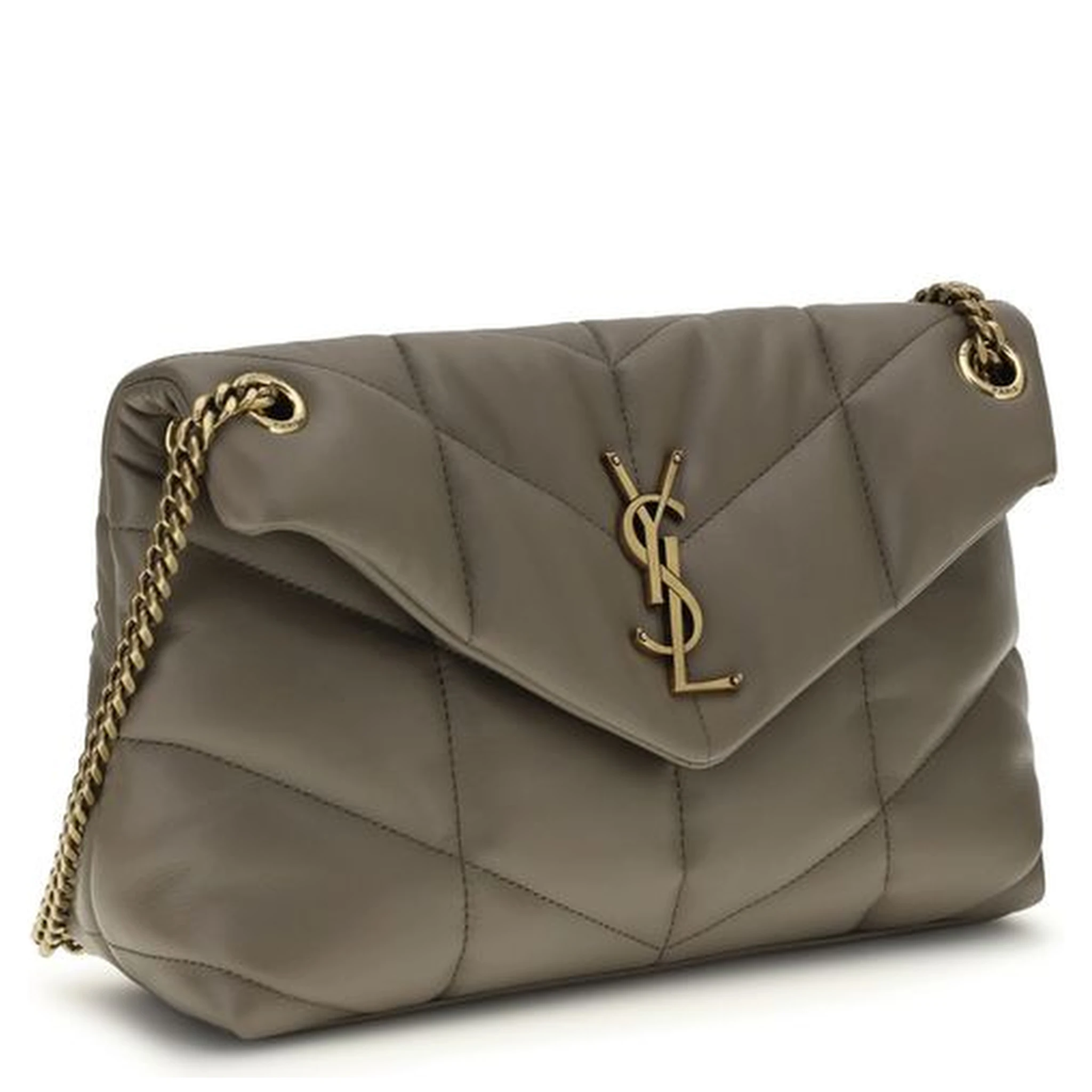 Gray Lamb Leather Shoulder Bag