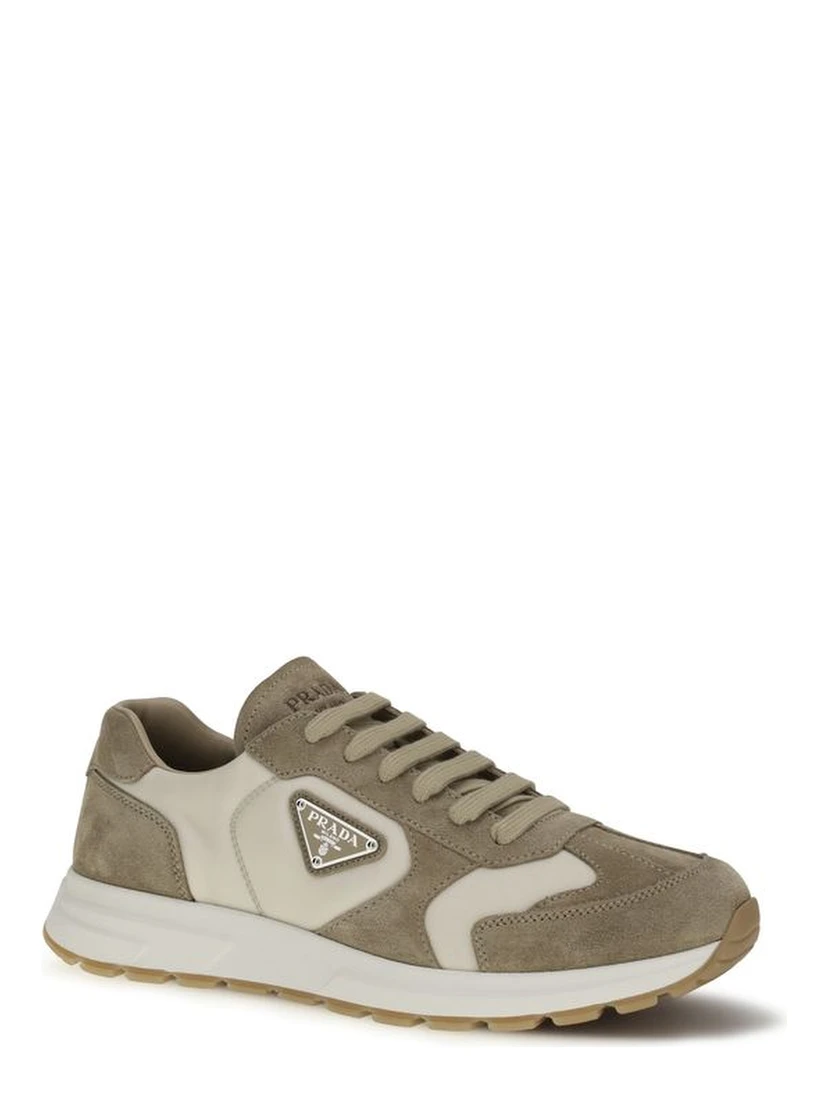 Beige Calf Leather Bos Taurus Athletic Sneakers