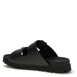 Black Calf Leather Bos Taurus Sandals