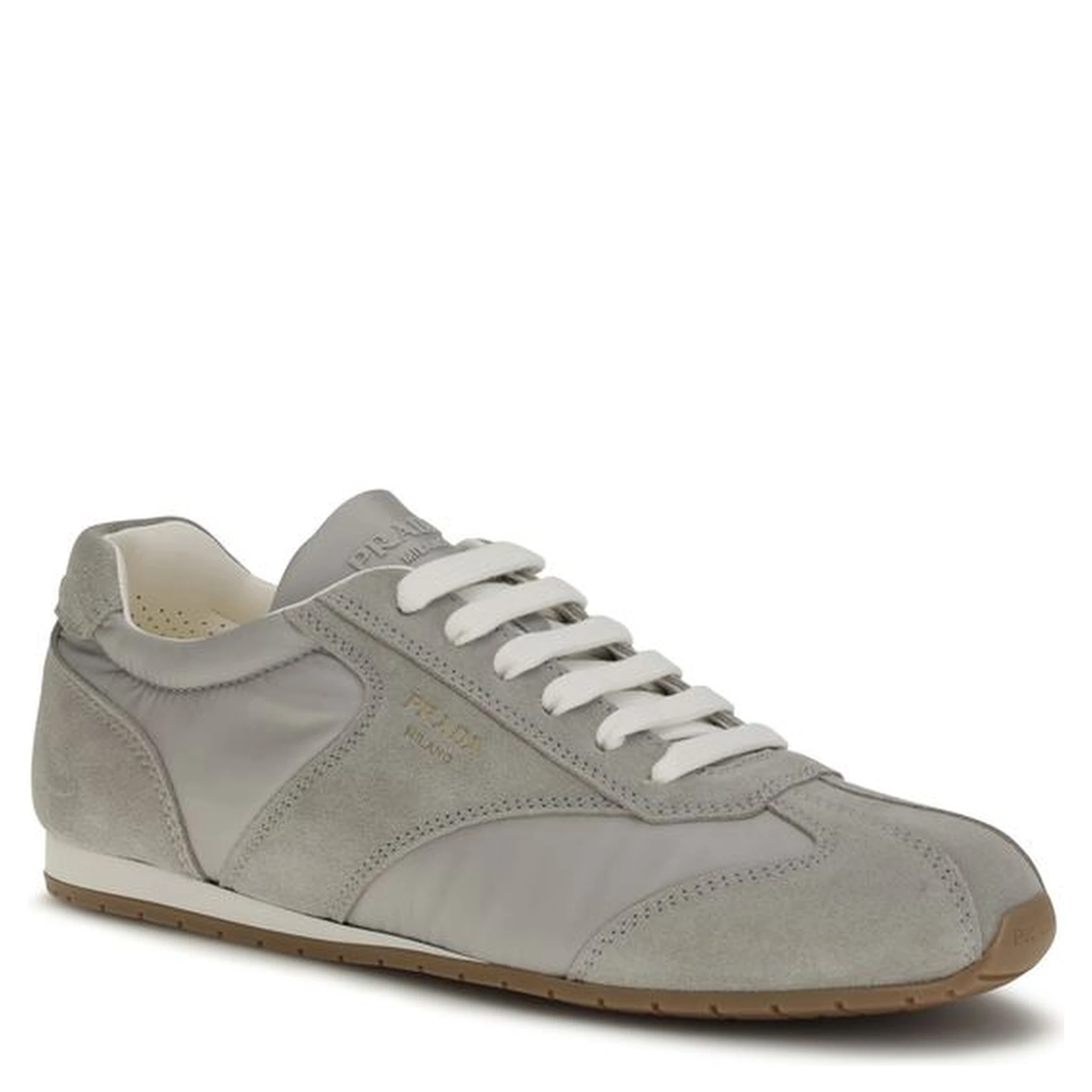 Gray Calf Leather Bos Taurus Low Top Sneakers