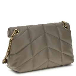 Gray Lamb Leather Shoulder Bag