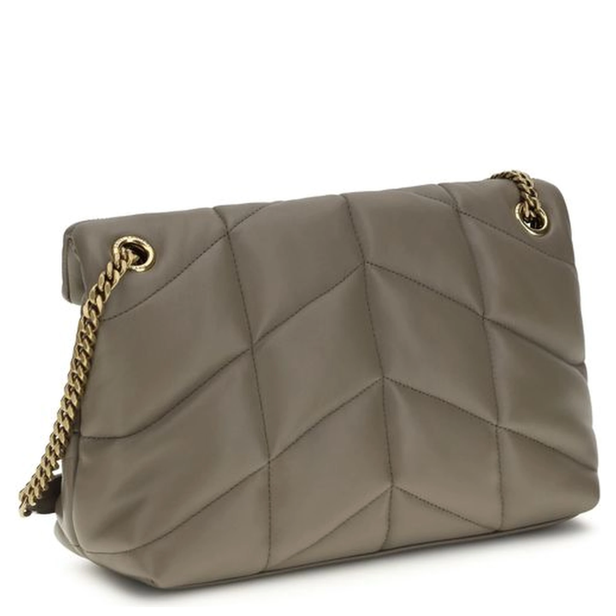 Gray Lamb Leather Shoulder Bag