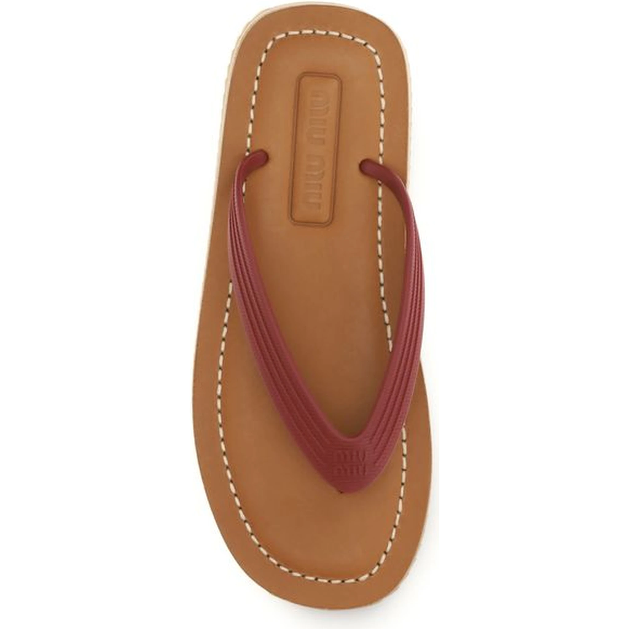 Beige Calf Leather Bos Taurus Flip-Flop Sandals