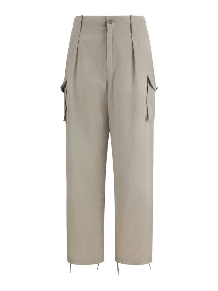 Beige Cotton Cargo Pants