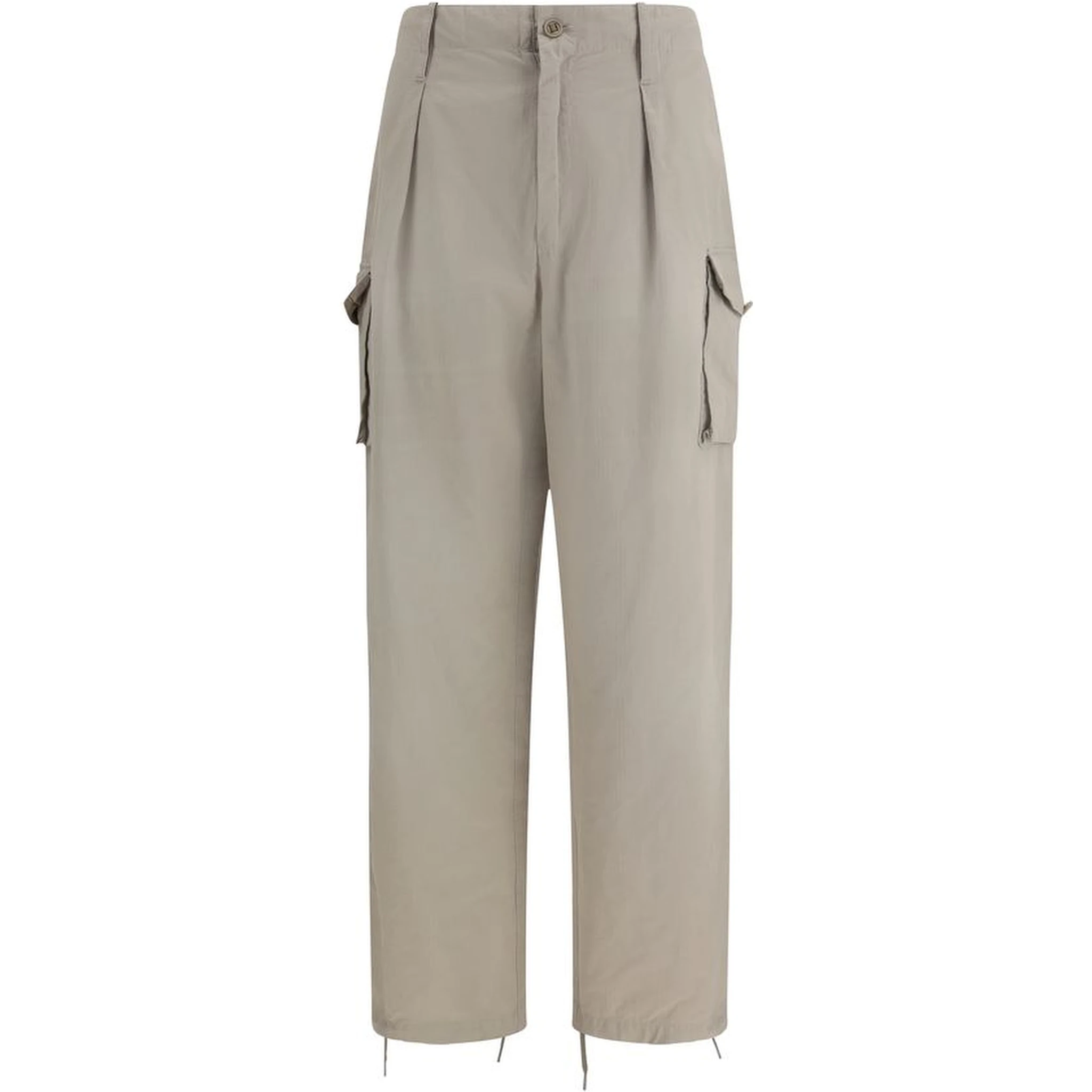 Beige Cotton Cargo Pants