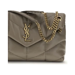 Gray Lamb Leather Shoulder Bag