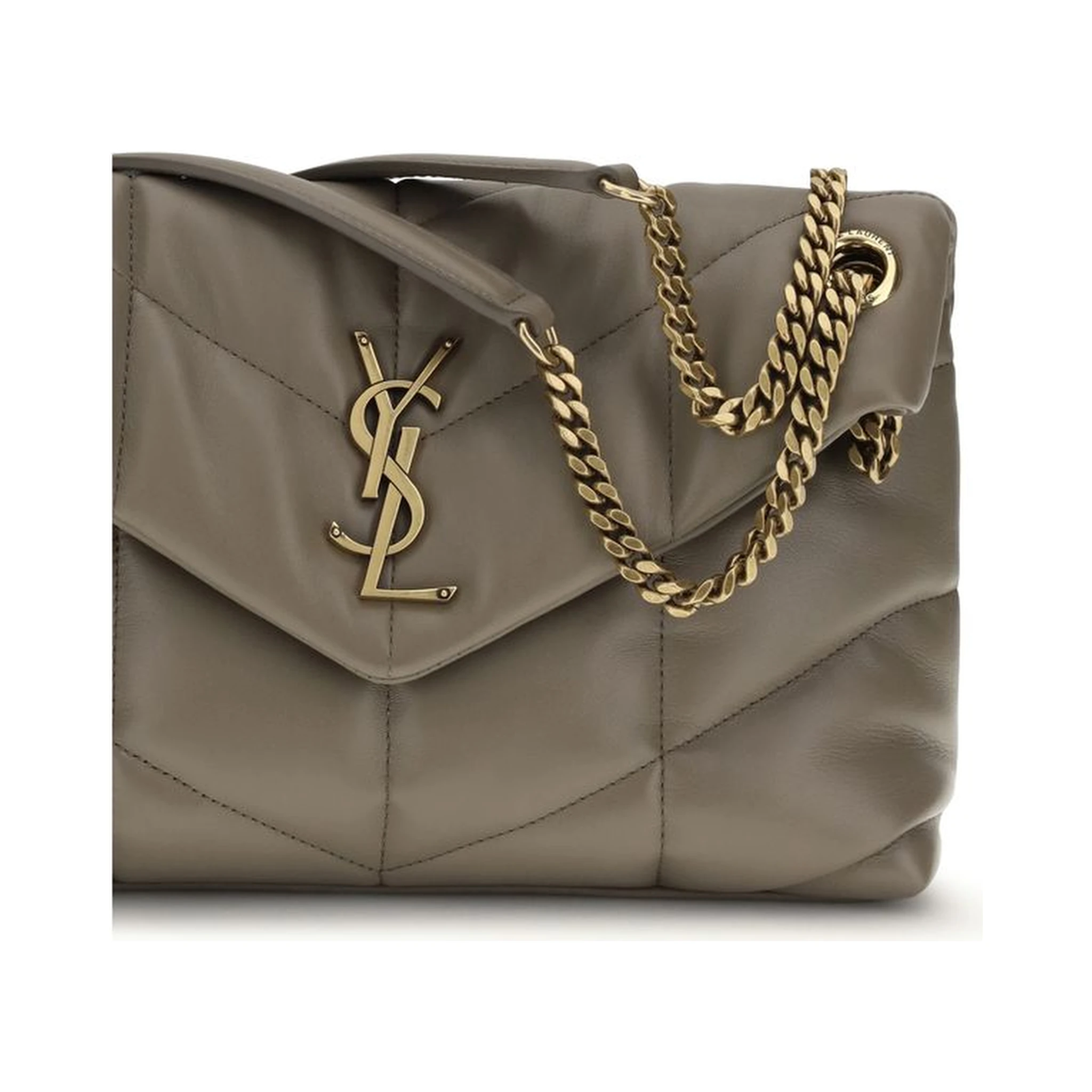 Gray Lamb Leather Shoulder Bag