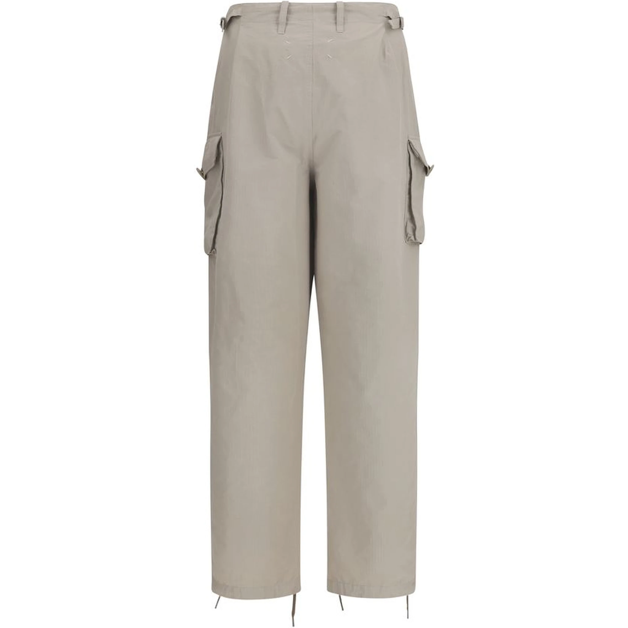 Beige Cotton Cargo Pants
