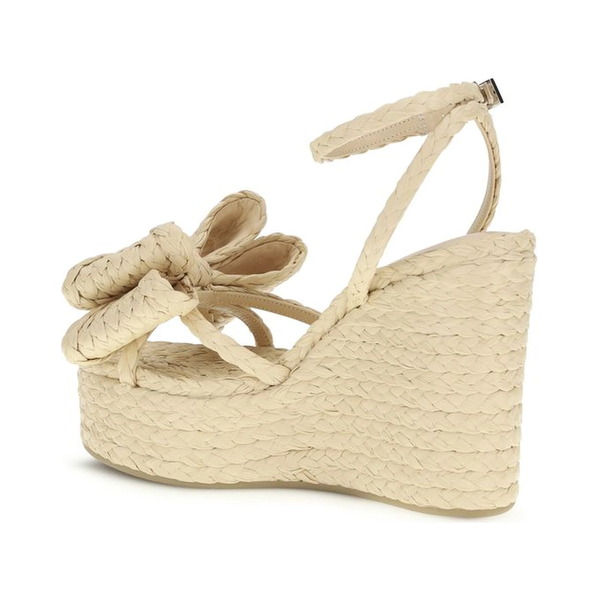 Beige Raffia Wedge Sandals