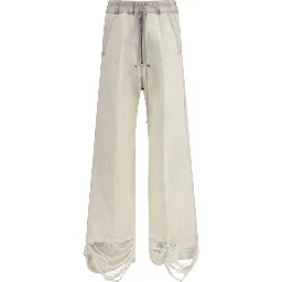 White Cotton Casual Pants